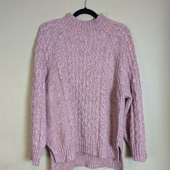 A New Day Oversize Pink Cable Knit Chunky Pullover Sweater Size M - Picture 2 of 6